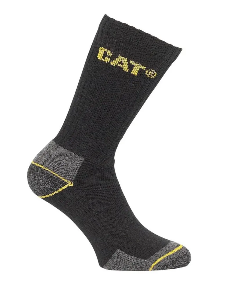 Caterpillar Crew Work Sock 3 Pair Pack Black