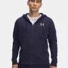 UA Icon Fleece Taping FZ M Midnight Navy / White