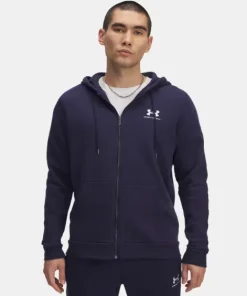 UA Icon Fleece Taping FZ M Midnight Navy / White