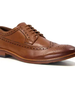 Dune Superior Leather Wingtip Brogue Shoes Brown